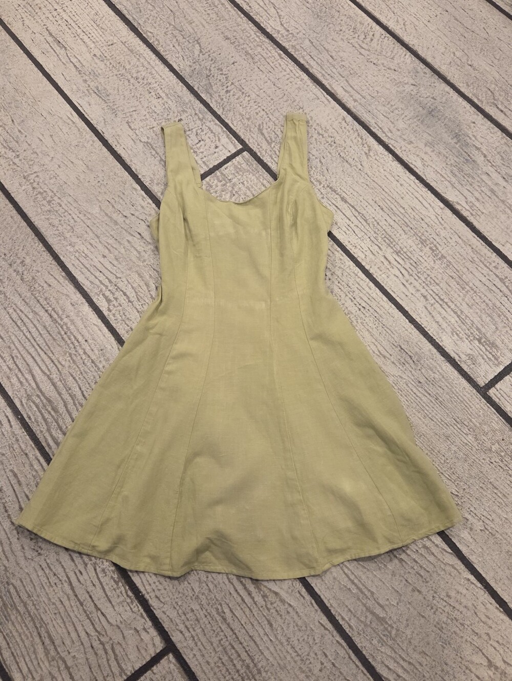 Japna Pale Lime Sleeveless Fit-and-Flare Mini Dress